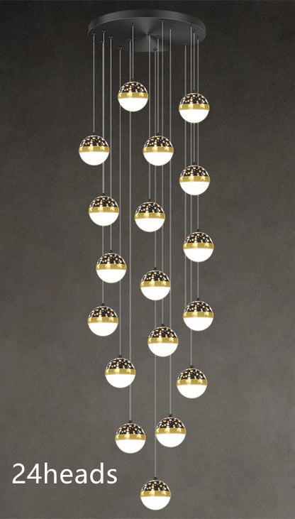 Nordic Luxury Luxury Villa Duplex Staircase Chandelier