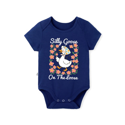 Floral 'Silly Goose' Bamboo Bodysuit in Cute & Soft Baby Onesie