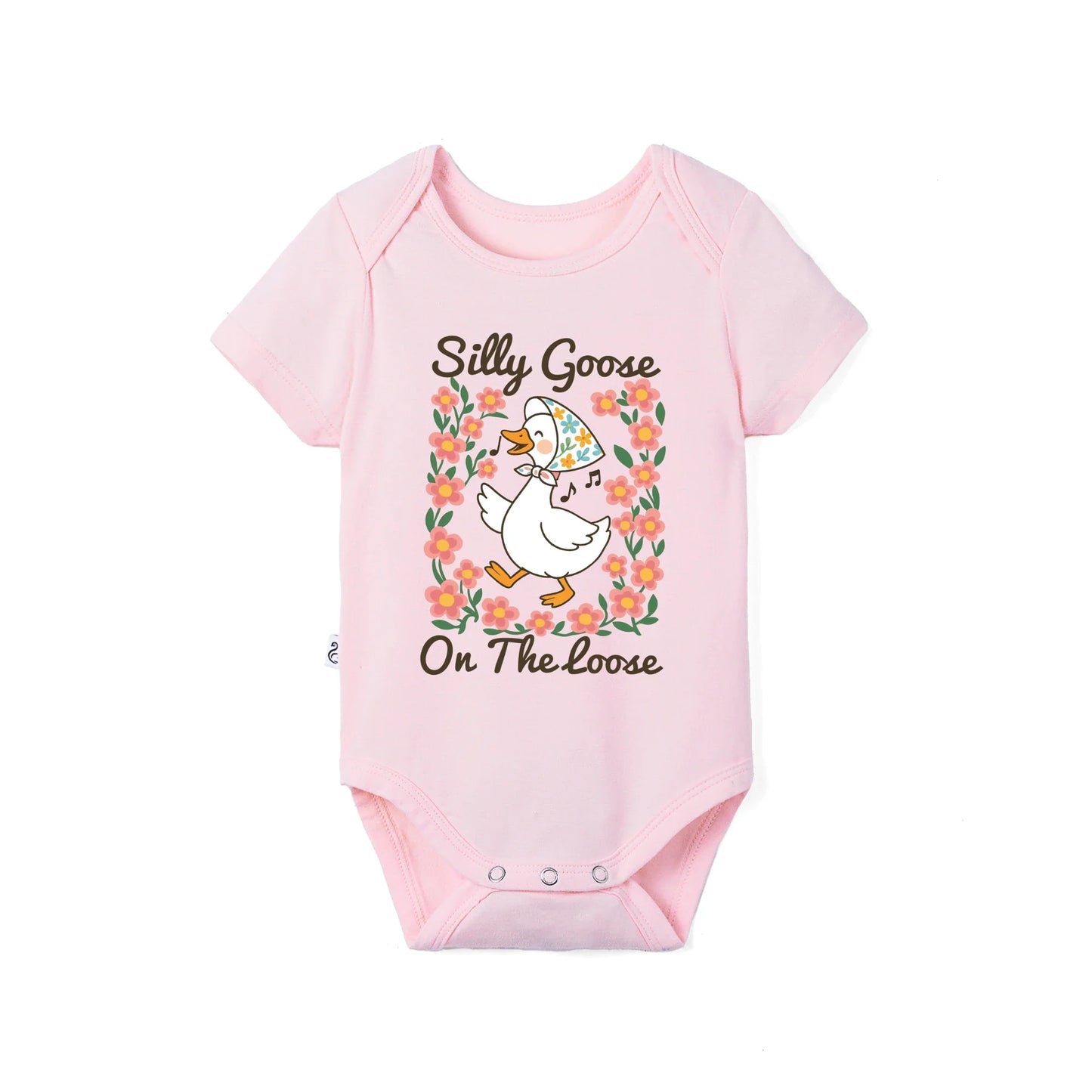 Floral 'Silly Goose' Bamboo Bodysuit in Cute & Soft Baby Onesie
