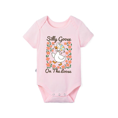 Floral 'Silly Goose' Bamboo Bodysuit in Cute & Soft Baby Onesie