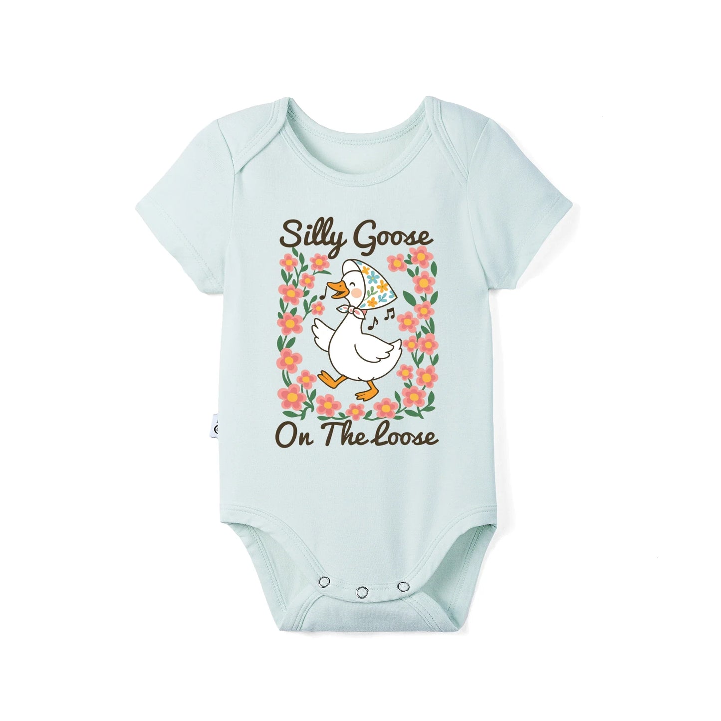 Floral 'Silly Goose' Bamboo Bodysuit in Cute & Soft Baby Onesie