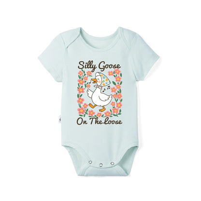 Floral 'Silly Goose' Bamboo Bodysuit in Cute & Soft Baby Onesie