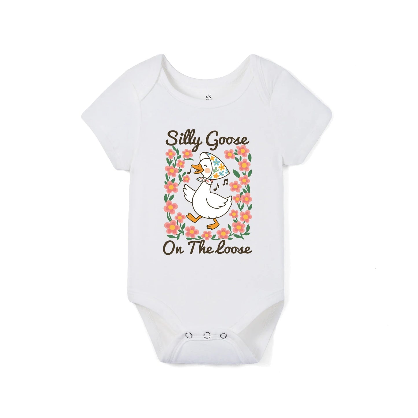 Floral 'Silly Goose' Bamboo Bodysuit in Cute & Soft Baby Onesie