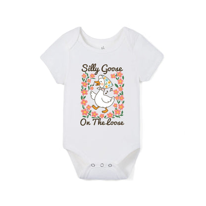 Floral 'Silly Goose' Bamboo Bodysuit in Cute & Soft Baby Onesie