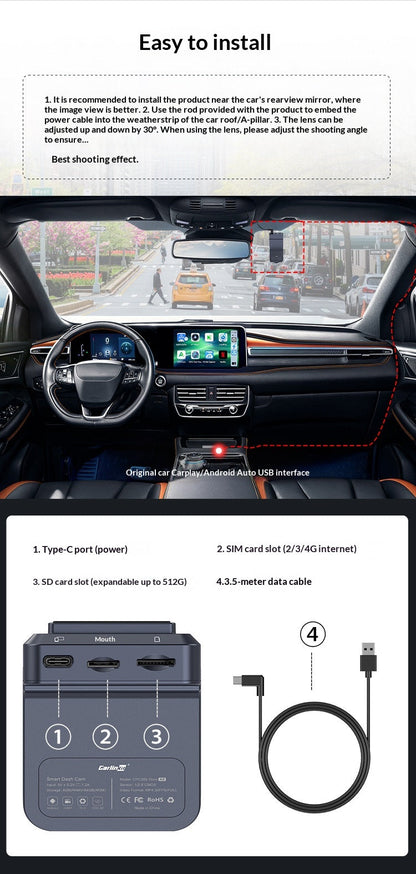 Carlinkit CarPlay To Android Auto Wireless Car Adapter, Smart Screen Box For Navigation, Dash Cam & Phone Screen Mirroring