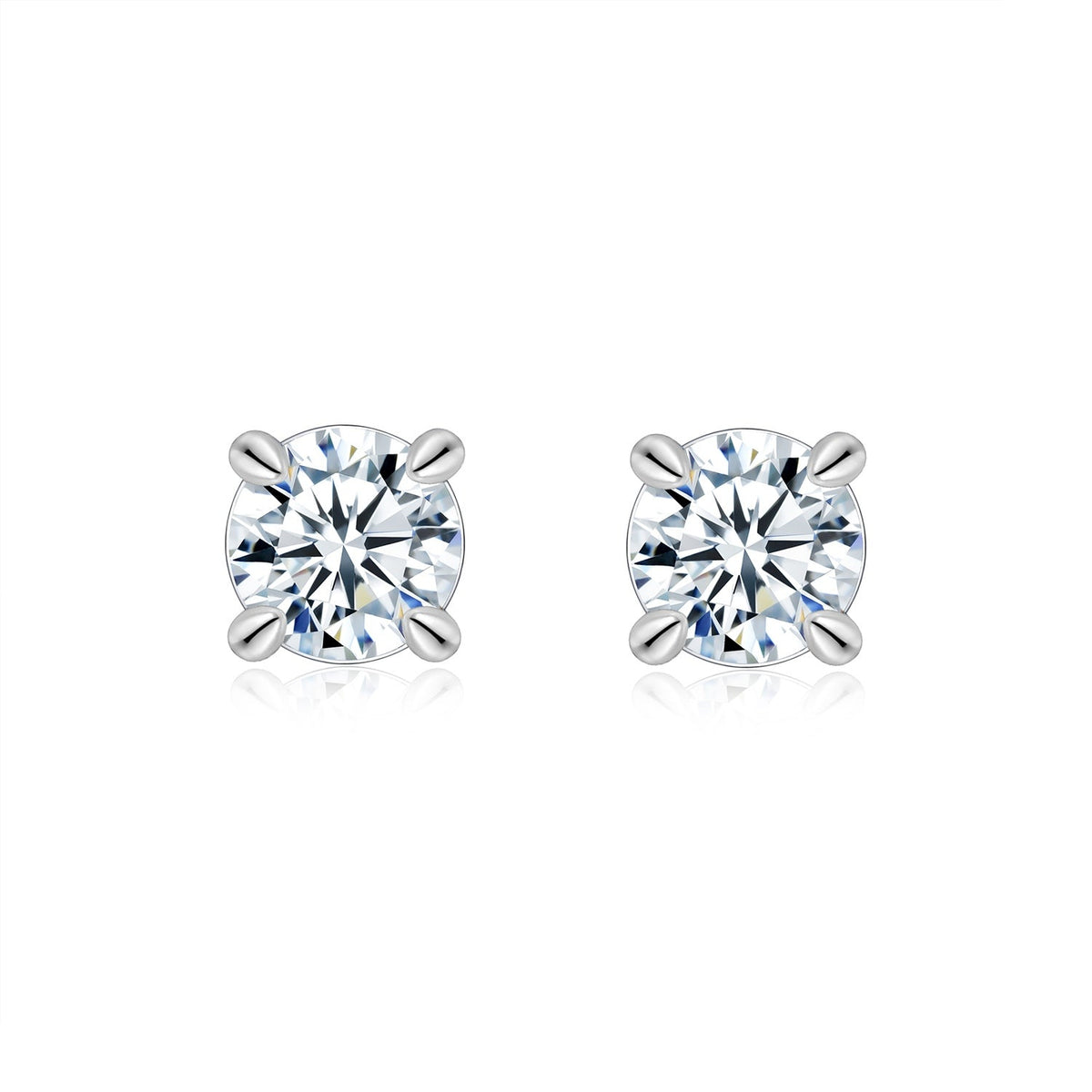 S925 Sterling Silver Moissanite Stud Earrings, 0.5&2ct D-VVS1 4-Prong Basket Pave With Screw Backs, GRA Certificate Gift Box