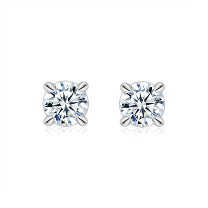 S925 Sterling Silver Moissanite Stud Earrings, 0.5&2ct D-VVS1 4-Prong Basket Pave With Screw Backs, GRA Certificate Gift Box