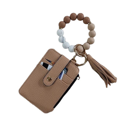 Silicone Bead Bracelet Leather Wallet