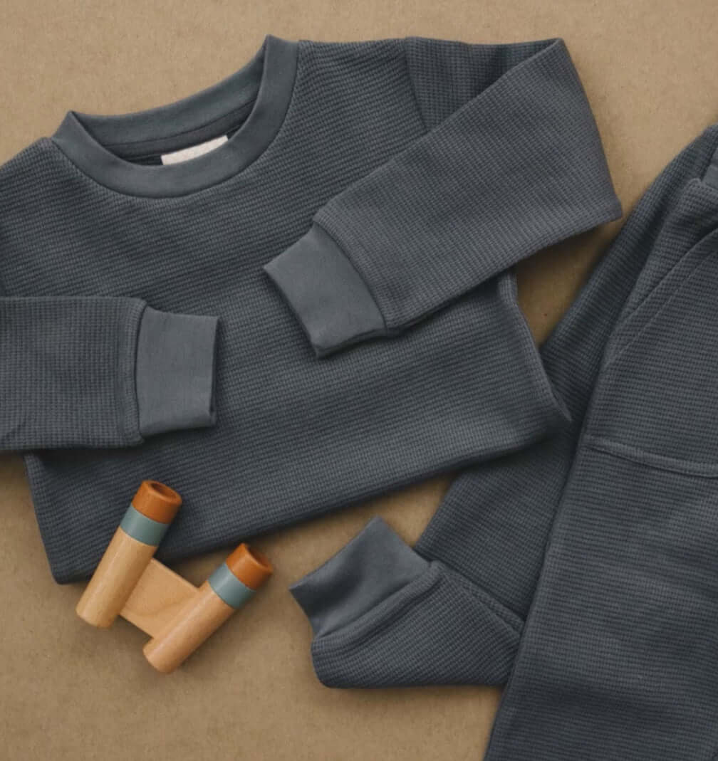 Organic Cotton Waffle Knit Little Explorer Joggers