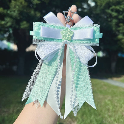 Valley Beauty Support Fan Bow-Knot Keychain Bag Charm