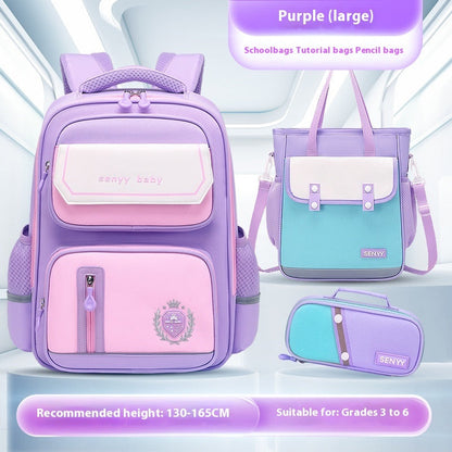 Children's Spine Protector Backpack With Water-repellent Large Capacity Oxford Cloth School Bag