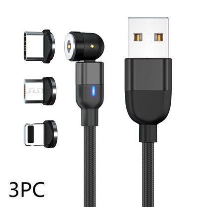 Data Cable 540 Degree Blind Suction Round Magnetic Charging Cable Three-in-one Bent Magnetic Cable