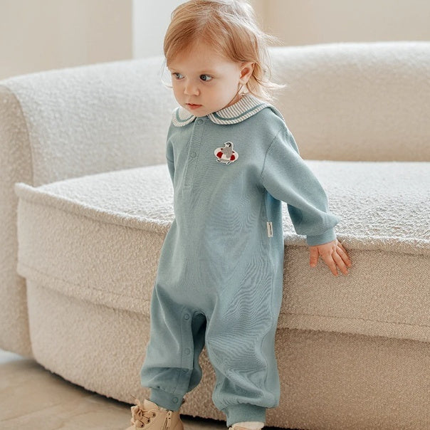 Baby's Springautumn Long-sleeve Striped Romper