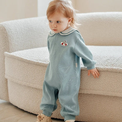 Baby's Springautumn Long-sleeve Striped Romper