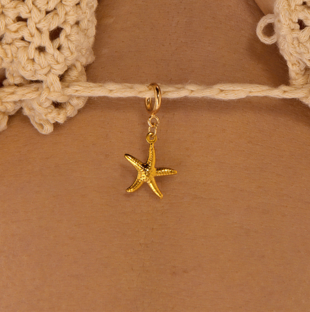 Stainless Steel Shell And Starfish Bikini Pendant Chest Clasp