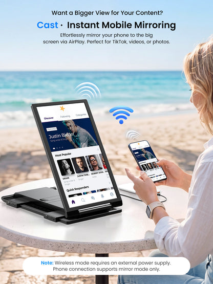 UPERFECT Portable Monitor 14 Inch Wireless Triple, Laptop Screen Extender, Ultra-Slim, 125 Percent SRGB, One Cable Plug And Play, For MacOS Win Android, Fits 13.3-17.3 Inch Laptops