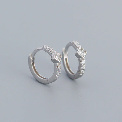 925 Sterling Silver Instagram-style High-end Diamond-studded Hoop Earrings