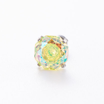 High-end, Brilliantly Reflective Octagonal Millennium Rose-cut Cubic Zirconia Stud Earrings
