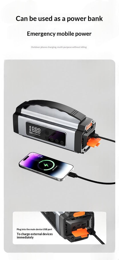 3-in-1 Portable Cordless Car Starter & Tire Inflator Multifunctional Emergency Vehicle Tool