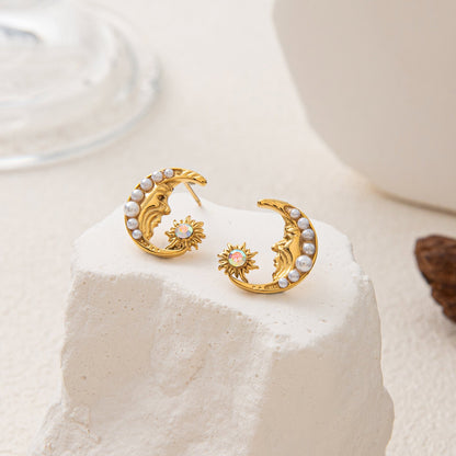 Fashion Stainless Steel Pearl Earrings