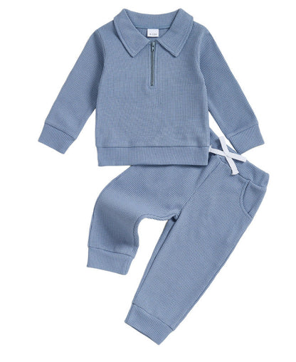 Childrens Cotton Polo-neck Long-sleeve Set