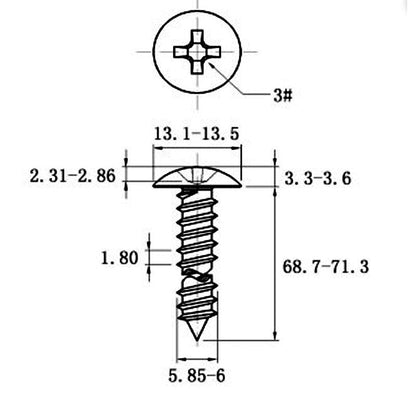 Stainless Steel Cross Big Head Self-tapping Screw Mushroom-shaped Haircut Round Head