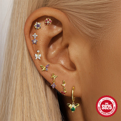 European And American S925 Sterling Silver Cartilage Helix Piercing Stud Earrings