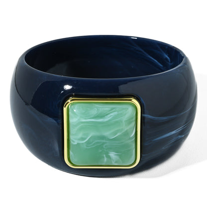 Retro Ombre Gold-Edged Square Resin Bracelet
