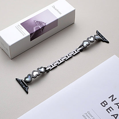 Loving-Heart Shell Metal Watch Strap