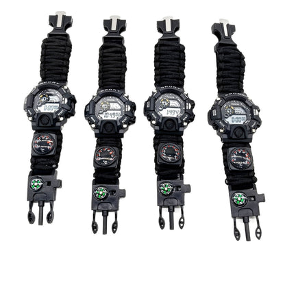 Multifunctional Outdoor Survival Paracord Adjustable Waterproof Watch For Camping