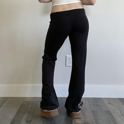 Vintage-style Personalized Printed Black Knit Pants