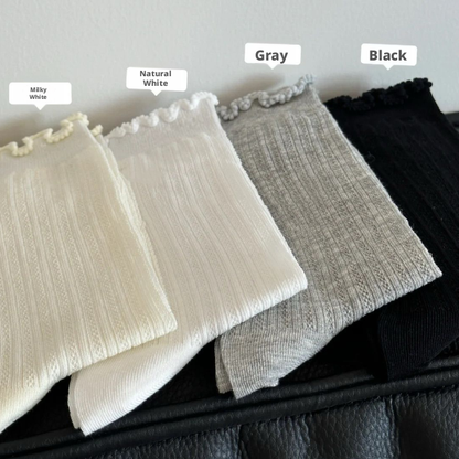 Socks-Dark grain wooden ears-White-1 pair