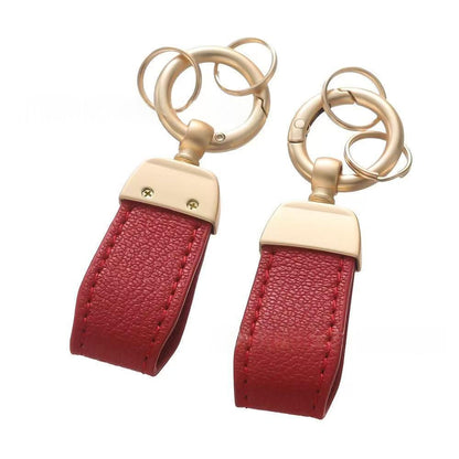 Solid-color Mini Goat-skin Leather Keychain