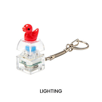 DOWMOO Glowing Button Squeeze Keychain - Glowing, Press And Flashing, Stress-Relief Pendant - Little Duck Keychain