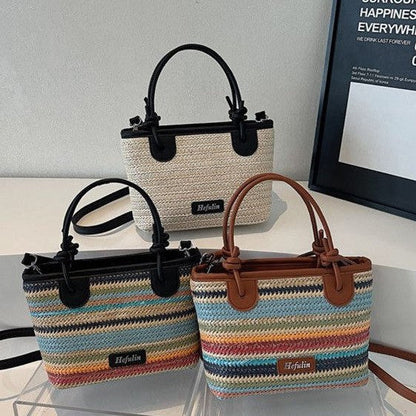 Summer Vacation Beach-style Straw Tote And Crossbody Bag