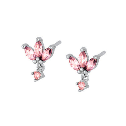 S925 Silver Needle Stud Earrings With Zircon Butterfly Design