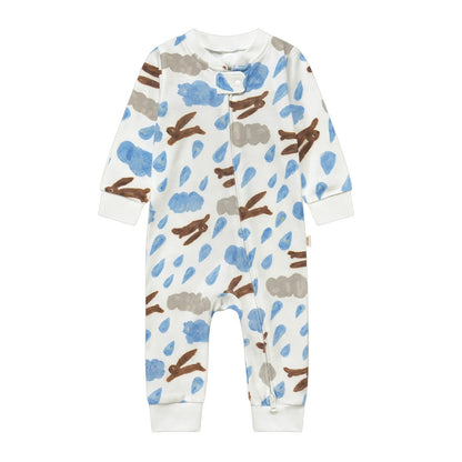 Zippered Cotton Baby Romper Outdoor Crawling Clothes