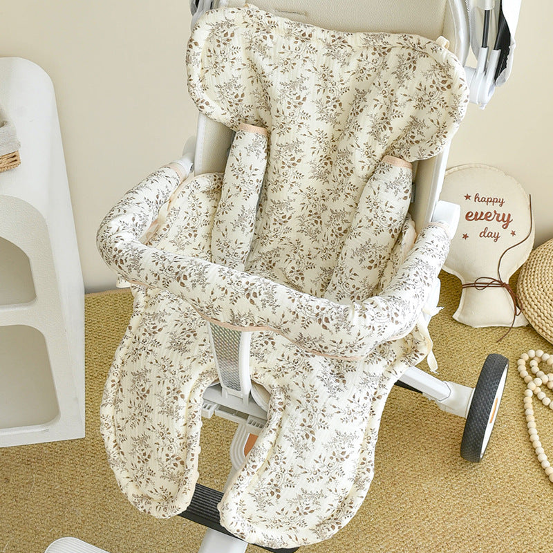Babys Pure Cotton Thickened Stroller Pad Seat Cushion And Armrest Backrest