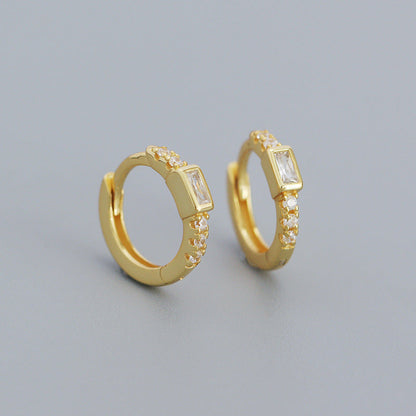 925 Sterling Silver Instagram-style High-end Diamond-studded Hoop Earrings