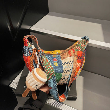 Textured Casual Personalized Fabric Bag Fashionable Single-shoulder Crossbody Bag