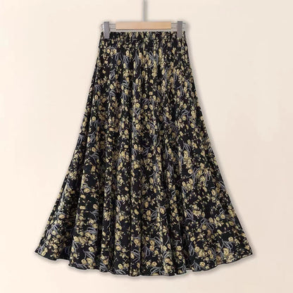 Slimming Pleated Floral Midi Dress