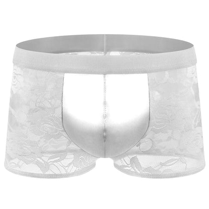 Mid-rise Lace Faux-leather Boxer Briefs
