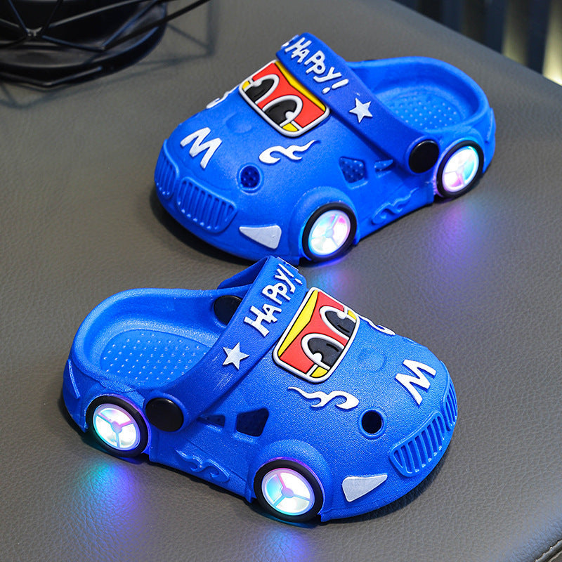 Childrens Car-Shaped Glowing Non-Slip Soft-Soled Slippers