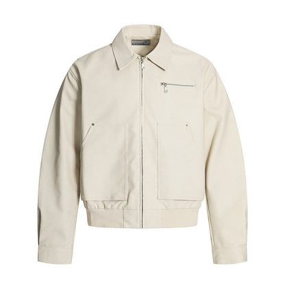 Retro Washed Distressed Leather Loose-Fit Casual All-Match Lapel Jacket Top