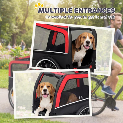 Dog Bike Trailer, Pet Cart Bicycle Carrier with 20" Air Tires, Quick-Release Wheels, Reflectors, Flag