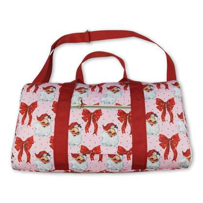 Red ruffle santa polka dots Christmas duffel bag