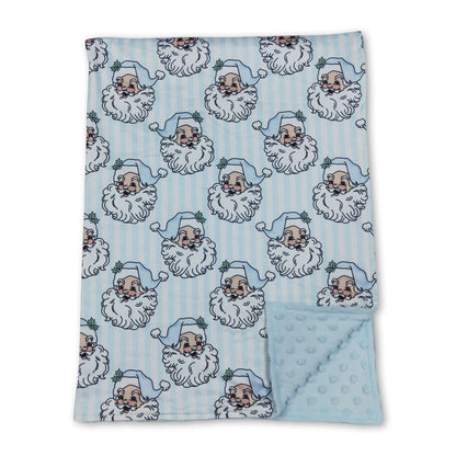 Light blue stripe santa baby girls Christmas blanket