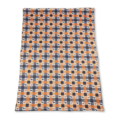 Orange plaid bat baby kids Halloween blanket