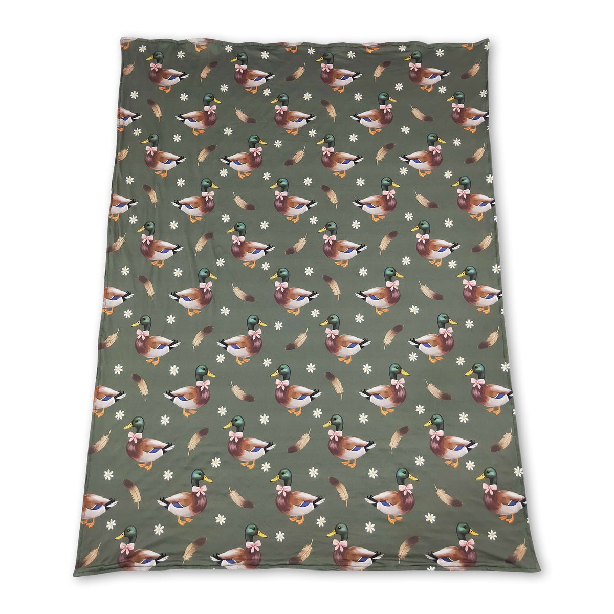 Duck bow floral pink hunting baby girls blanket