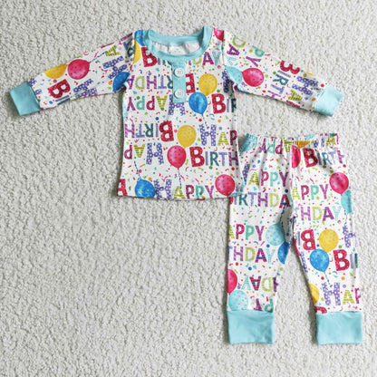 Happy birthday balloon apparel kids boy pajamas